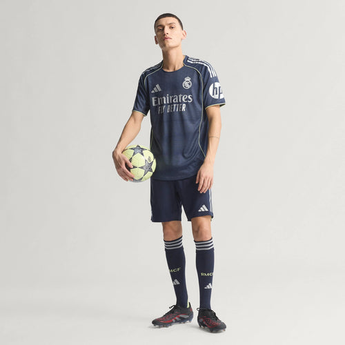adidas Real Madrid Mens Away Authentic Soccer Jersey 25 26 Blue
