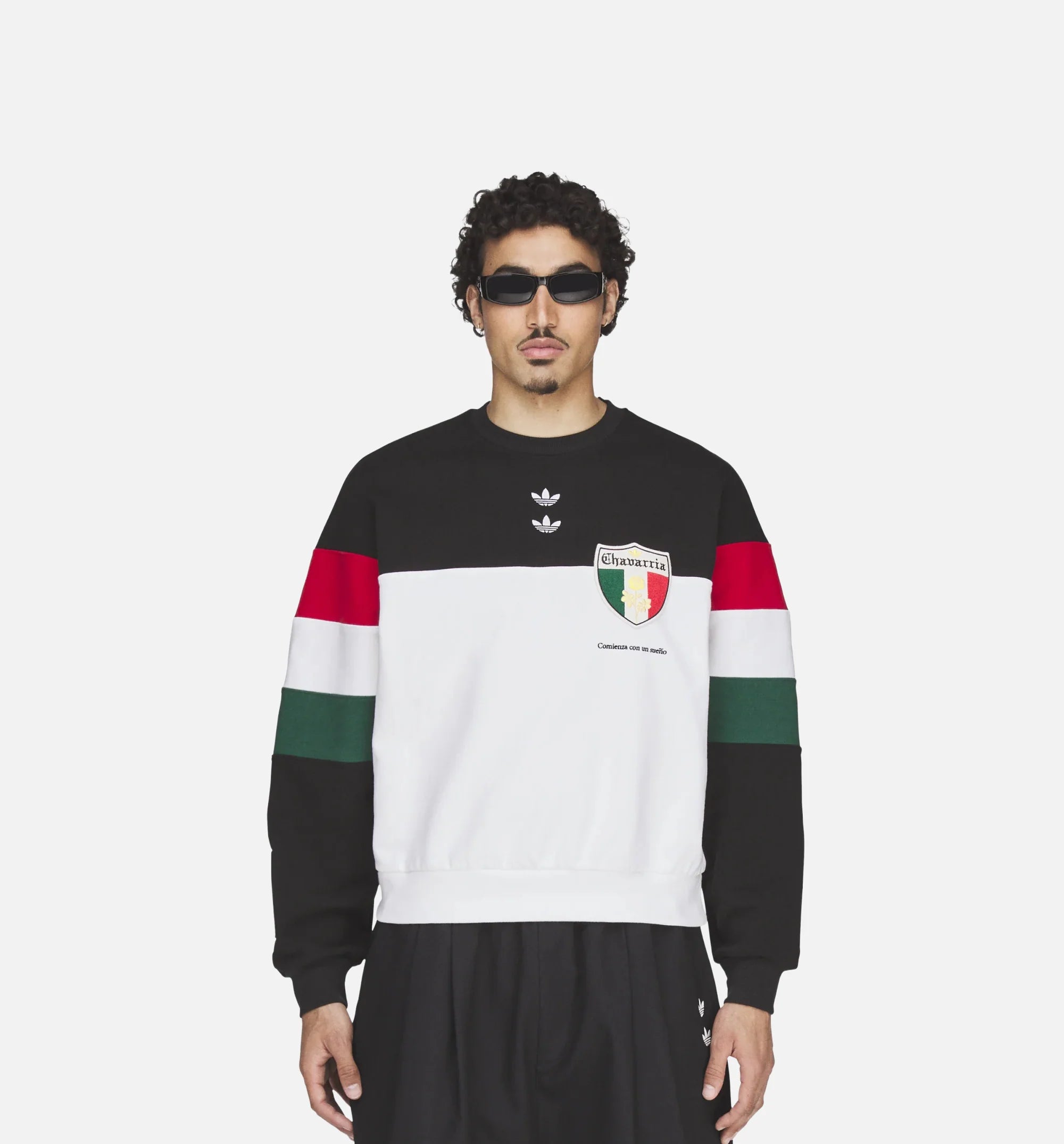 Chavarria Fleece Crewneck Mens Sweatshirt Black White