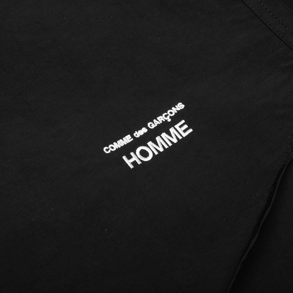 Curved Hem Nylon Short Sleeve Shirt Black