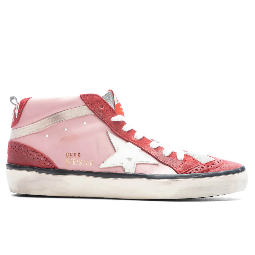 Womens Mid Star Toe Star and Spur Antique Pink Red White