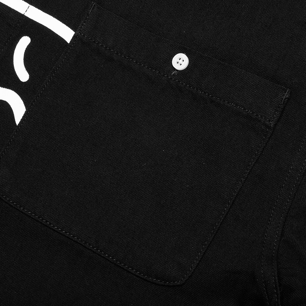 Black Dog S S Cropped Fit Woven Shirt Black Caramel