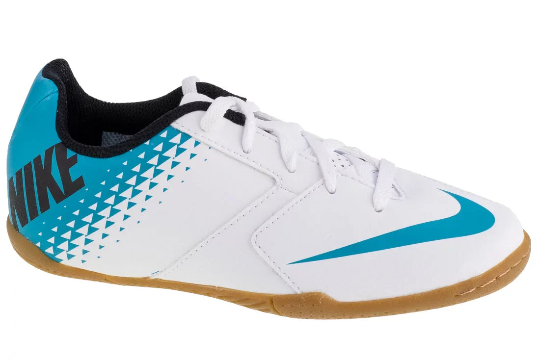 Nike Youth Bombax Indoor Soccer Shoe White Blue Lagoon Black