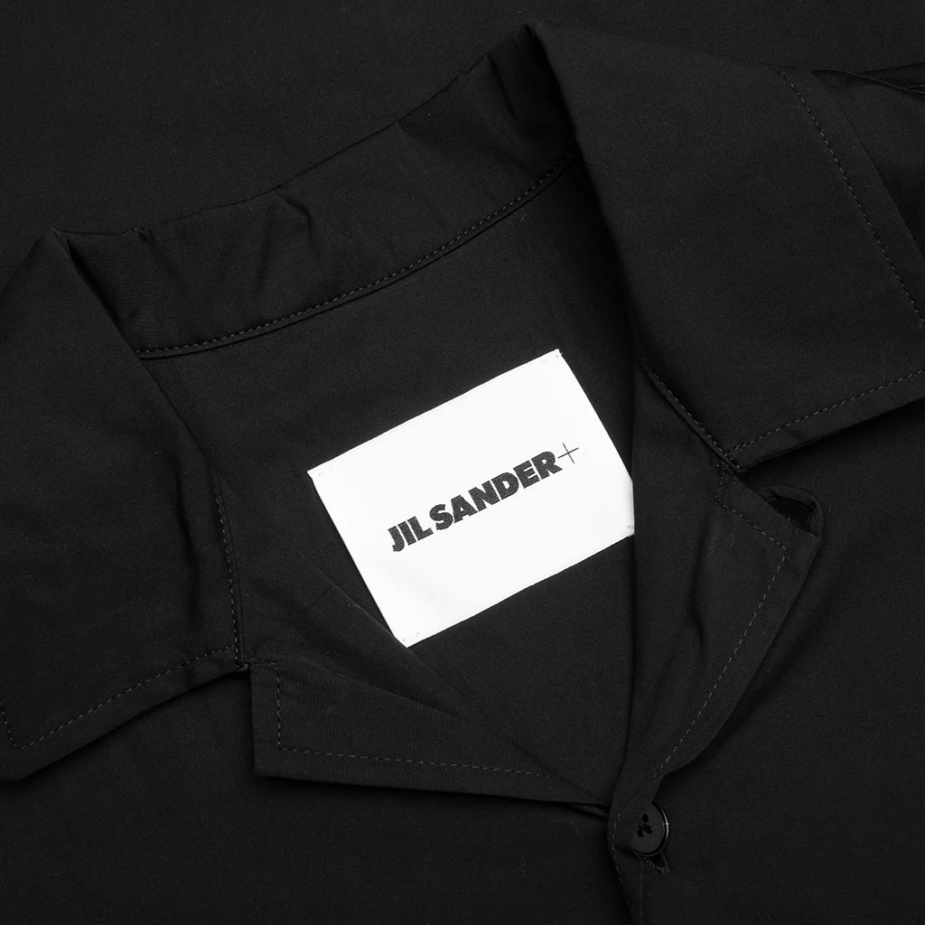 Glass Finish Cotton Poplin Shirt Black